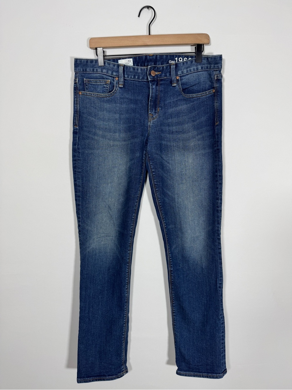 WJ513 {GAP} "Real Straight" Blue Mid Rise Cigarette Straight Leg Denim Jeans